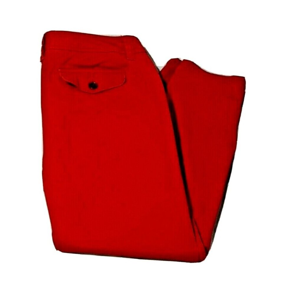 Liz‎ Claiborne Women's Petite Chino Capris Red 10P Pockets Tapered Leg Stretch